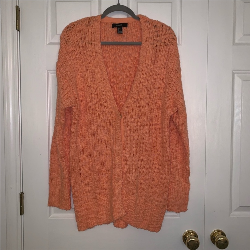 Forever 21 Peach Button Up Oversized Cardigan
